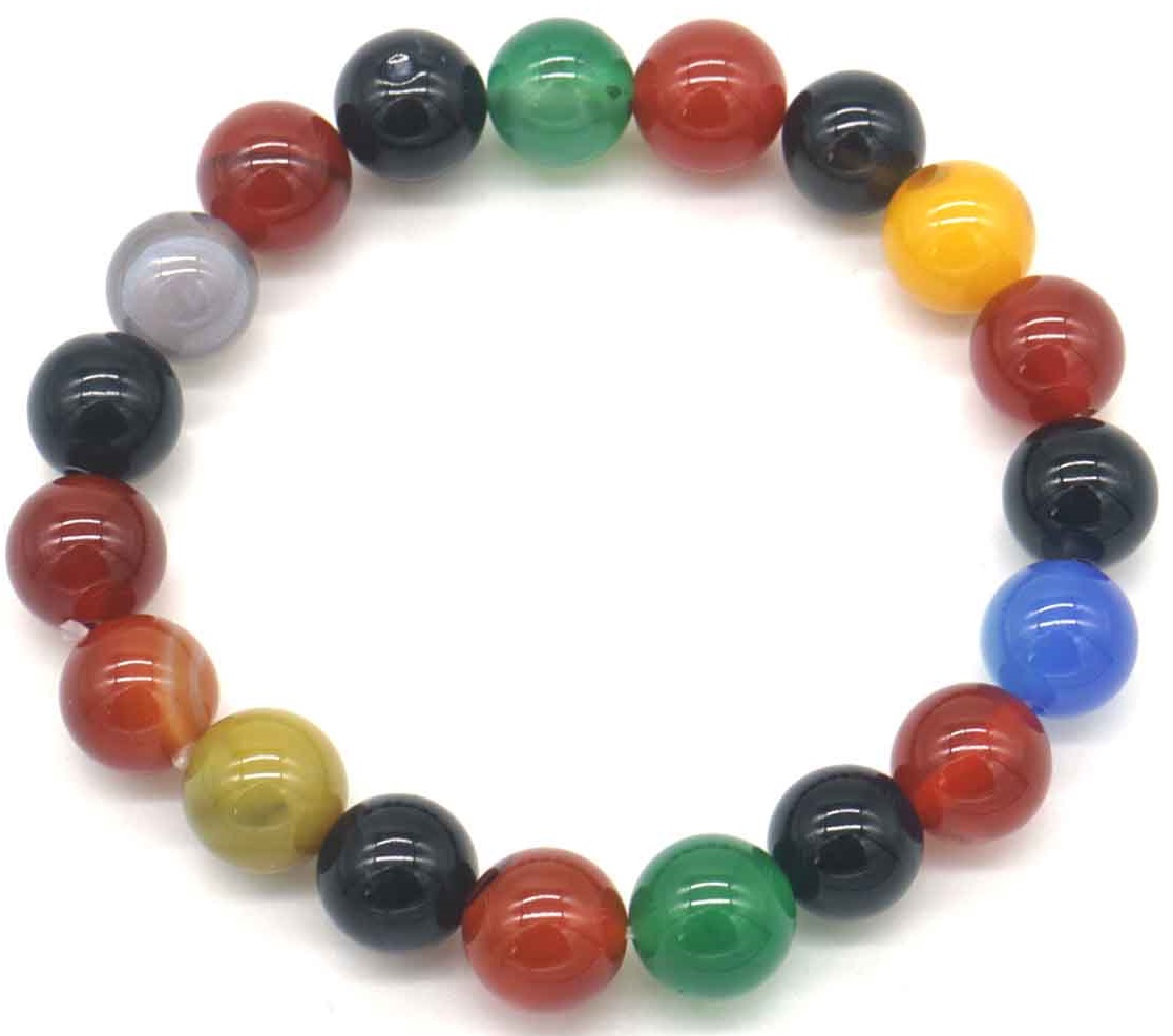 E-F16.1 B001-113 Stone Bracelet 10mm - Multicolor Agate - 19cm