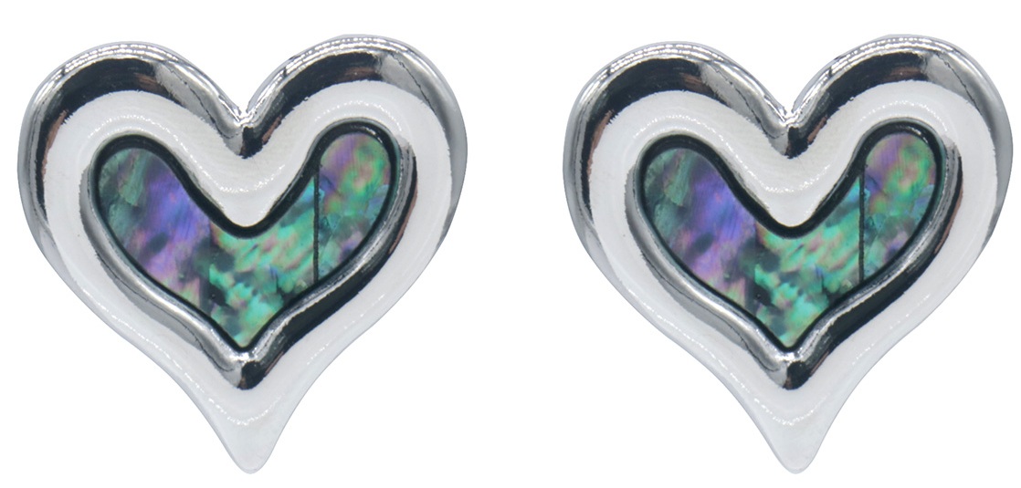 I-D21.2 E2591-158S Fashion Earrings Heart MOP 3.5cm Silver