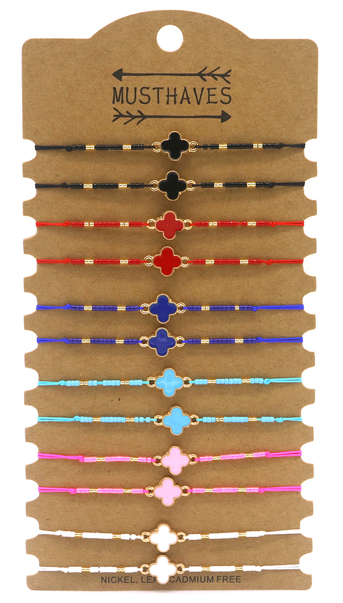 B-E21.3  B2434-005 Bracelet Set Clovers 12pcs