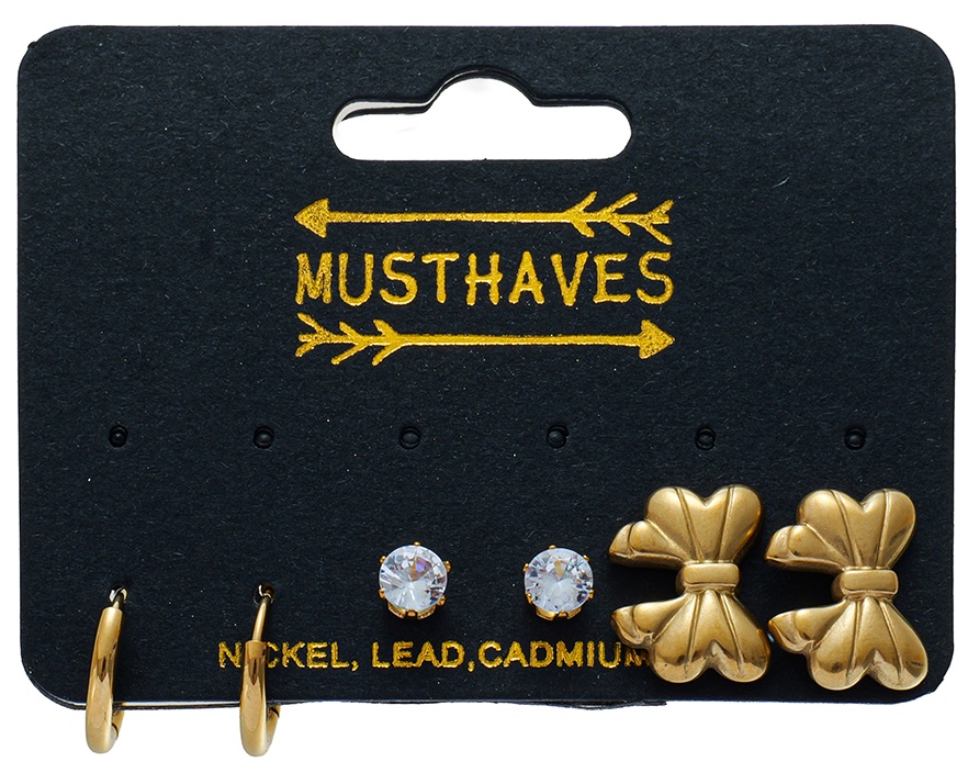 I-D5.2 E1131-078G S. Steel Earring Set 3 Pairs