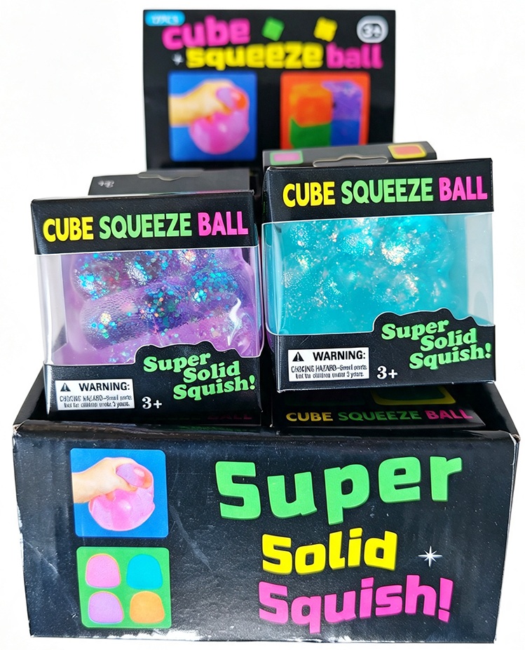 T-M7.2 TOY2610-195 Squishy Bubble Cube Glitter - 12pcs
