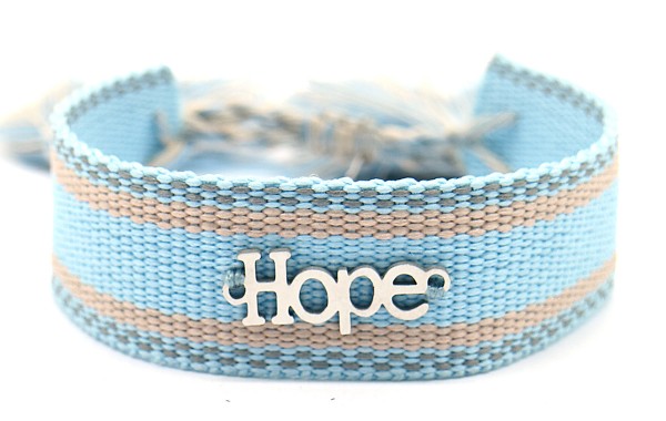 A-F3.2  B220-061 Knitted S. Steel Bracelet HOPE Blue-Silver