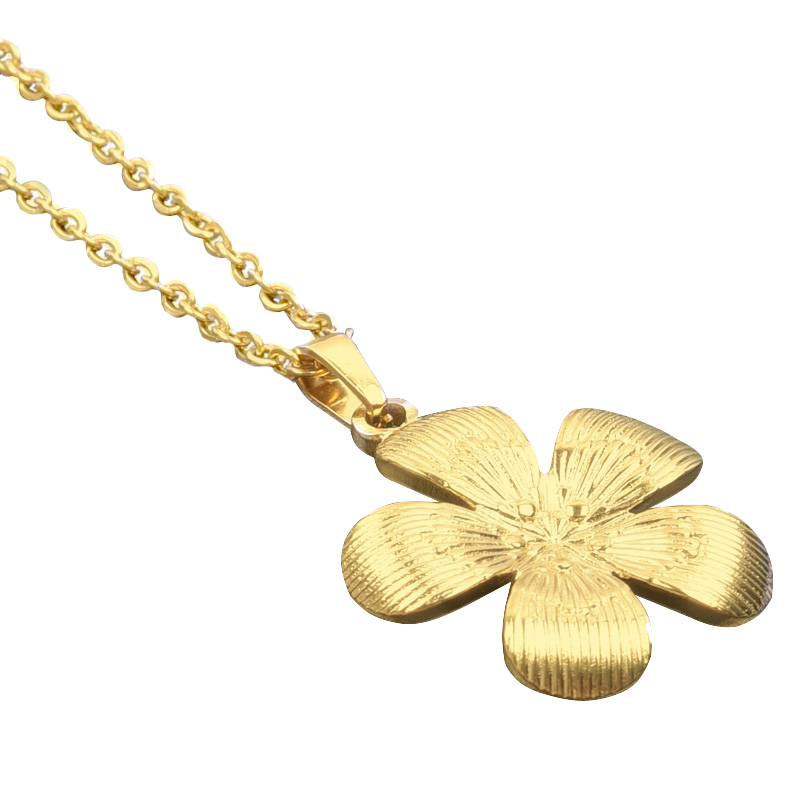 A-B9.1 N106-021G S. Steel Necklace 2.5cm Flower