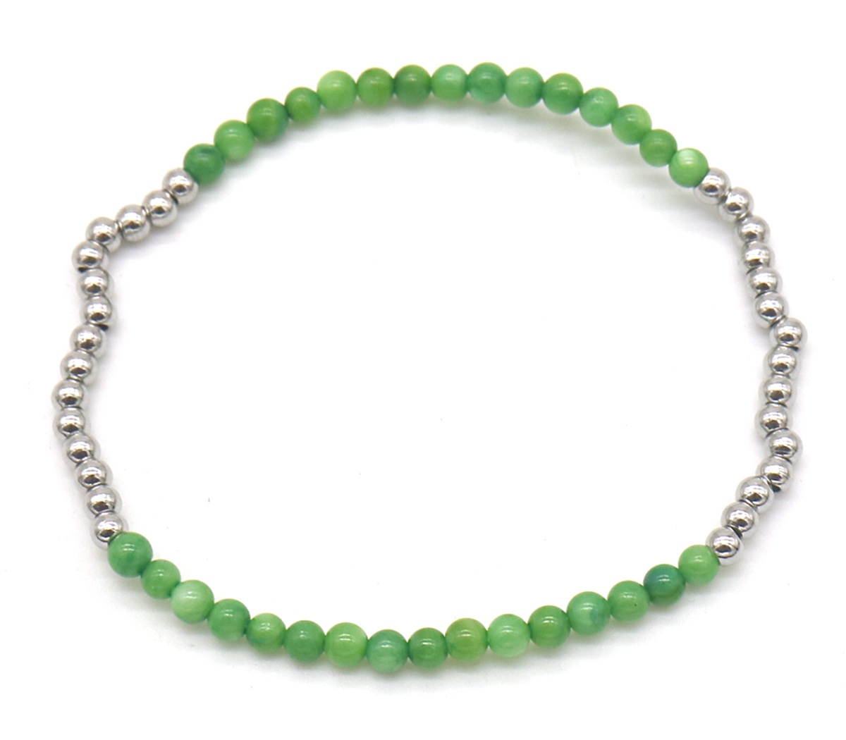 D-C18.5 B2142-005B S. Steel Elastic Bracelet Green Adventurine