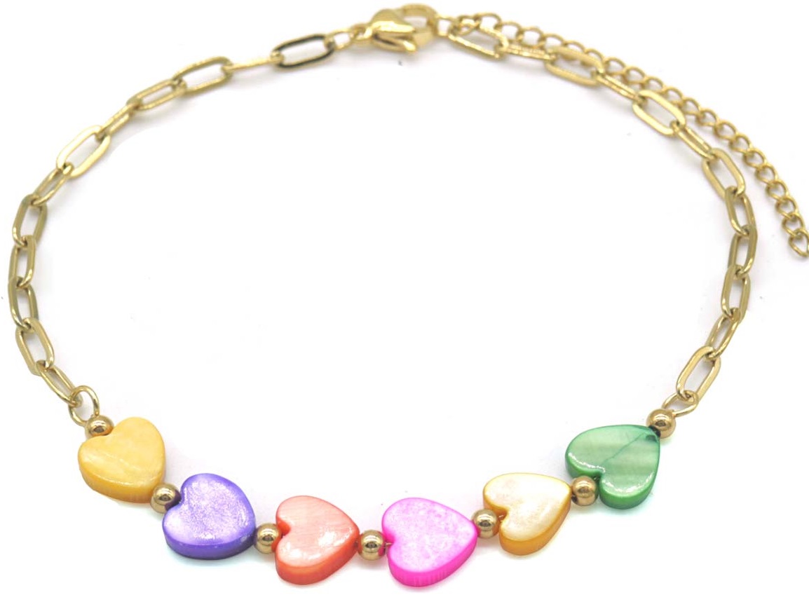 H-C4.4  ANK823-004G  S. Steel Bracelet Hearts
