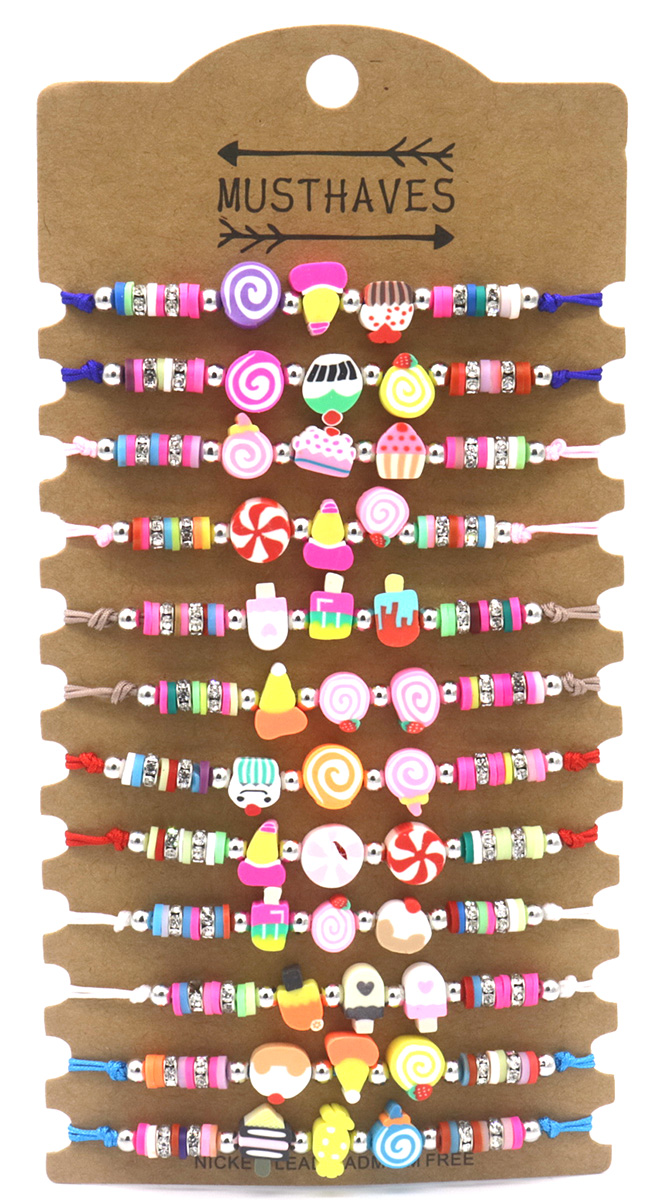 B-E22.1 2 B2434-003 Bracelet Set Cupcakes-Icecreams 12pcs