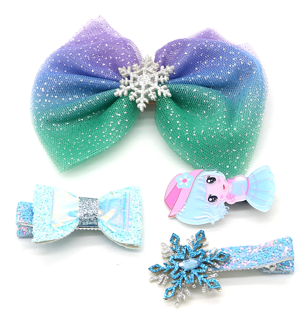 S-B1.2 H009-033A Kids Hair Fashion Set 4pcs Princess Blue S-B1.2 H009-033A Kids Hair Fashion Set 4pcs Princess Blue