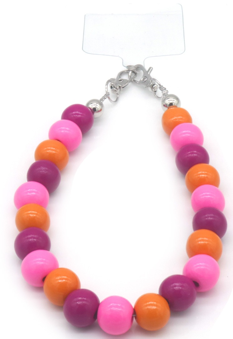 D-F11.2 KEY1026-002-1 Phone Cord Wooden Beads Multi
