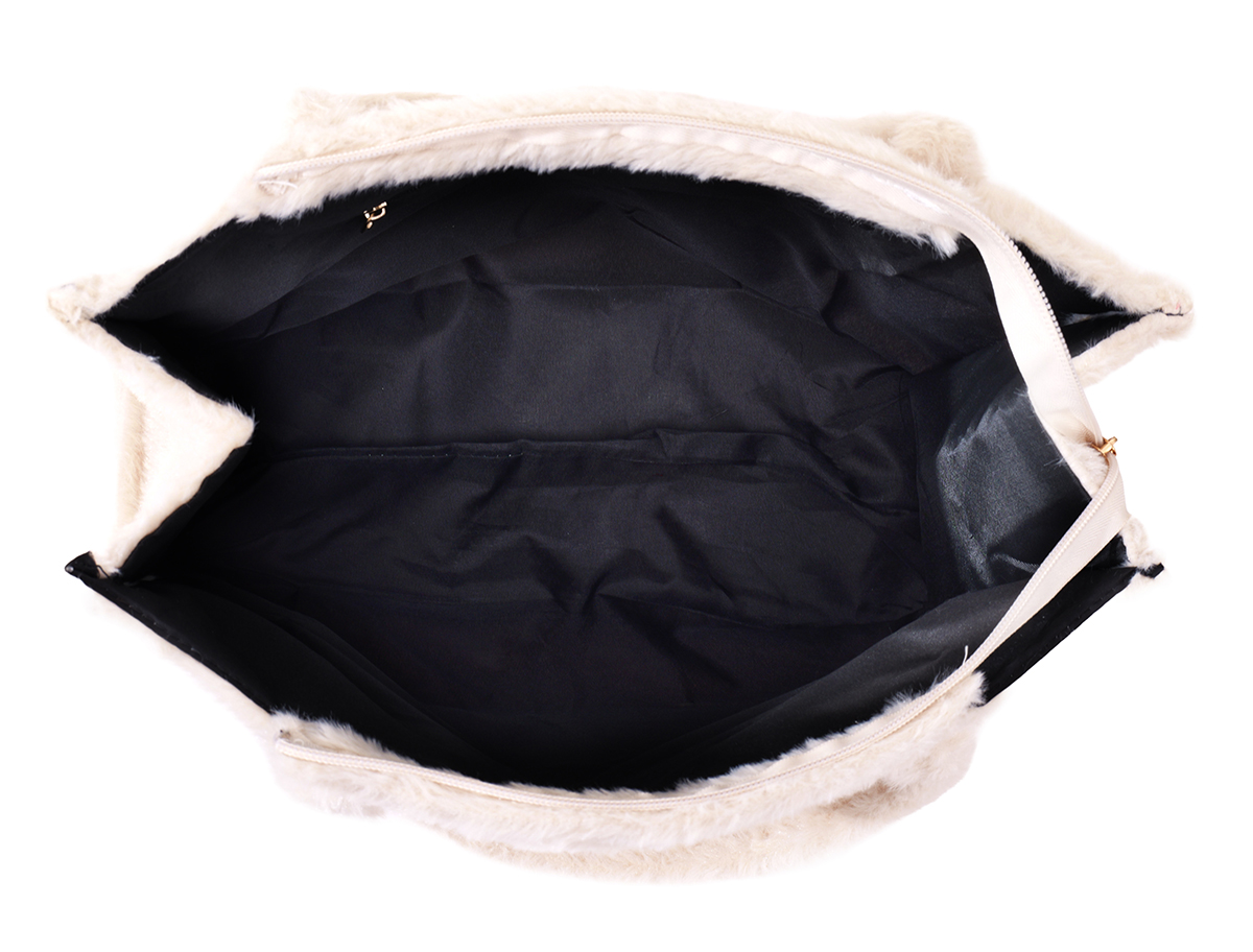 Y-B4.4 BAG1014-001-4 Fluffy Faux Fur Shopper 36x29x13.5cm White