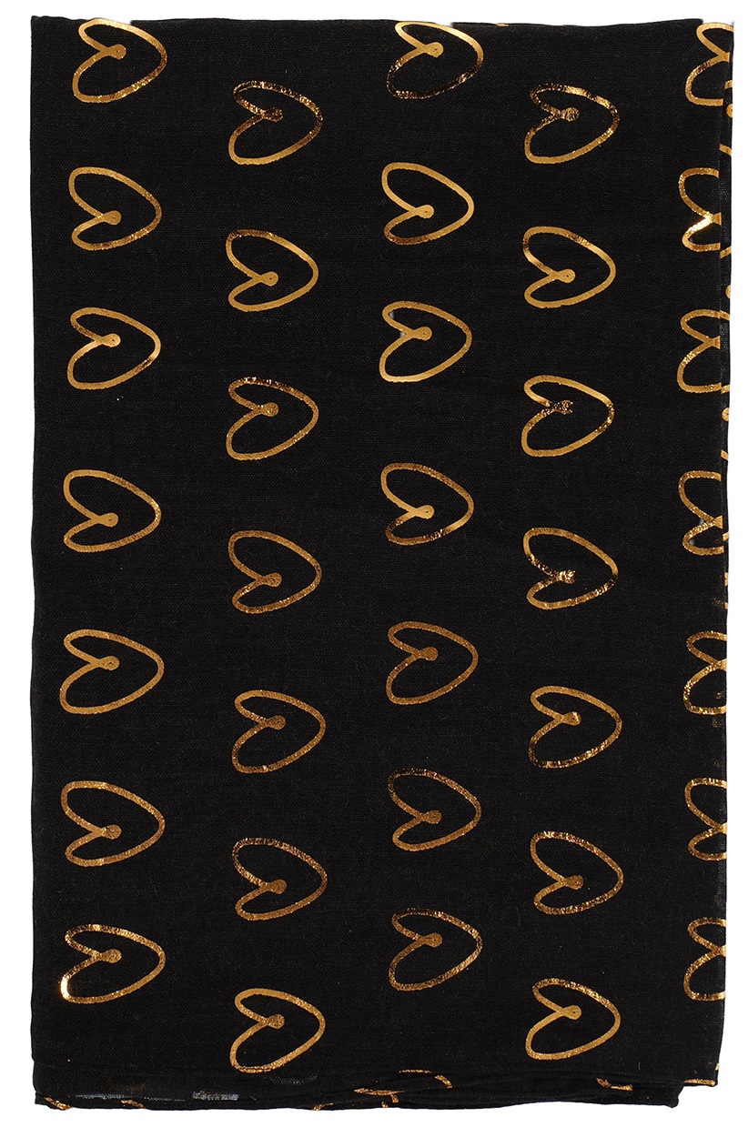 X-L1.2 SCARF1110-001-1 Summer Scarf Hearts 180x70cm Black