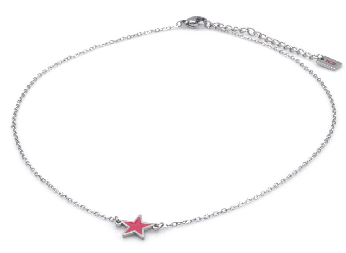 D-E19.5 K3-RBN001 S. Steel Necklace Star