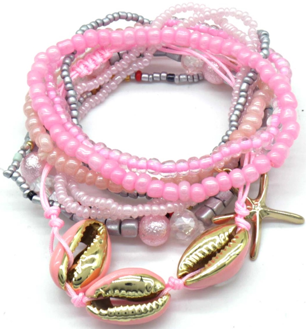 D-C10.1 B826-002-1 Bracelet Set 9pcs Pink