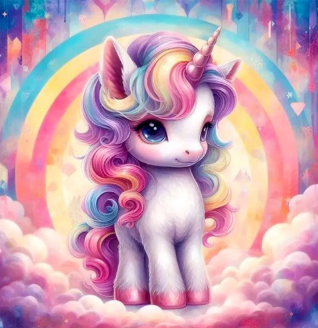T-J2.2 DP2545012  Diamond Painting -Canvas 30x20cm - Painting 25x15cm Unicorn