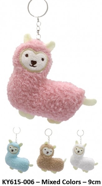 L-E1.3  KY615-006 Plush Keychain Llama 9cm -Mixed Colors -  1 pc