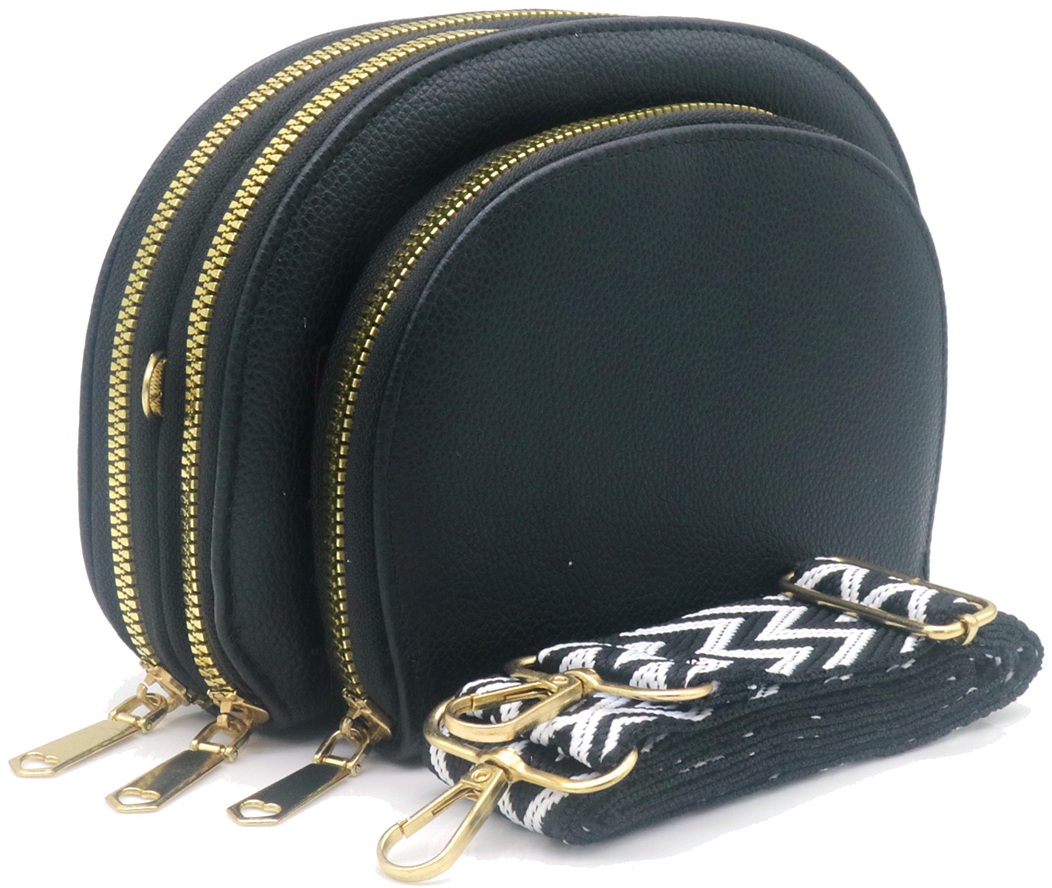 Z-A1.3 BAG1010-001-1 PU Shoulder Bag 19x12.5x6cm Black