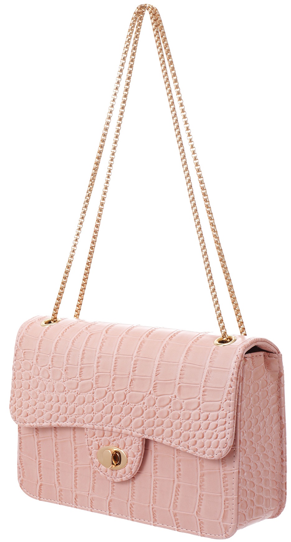 R-J7.2 BAG1117-005-3 PU Bag Faux Crocodile  27x17x7.5cm Pink