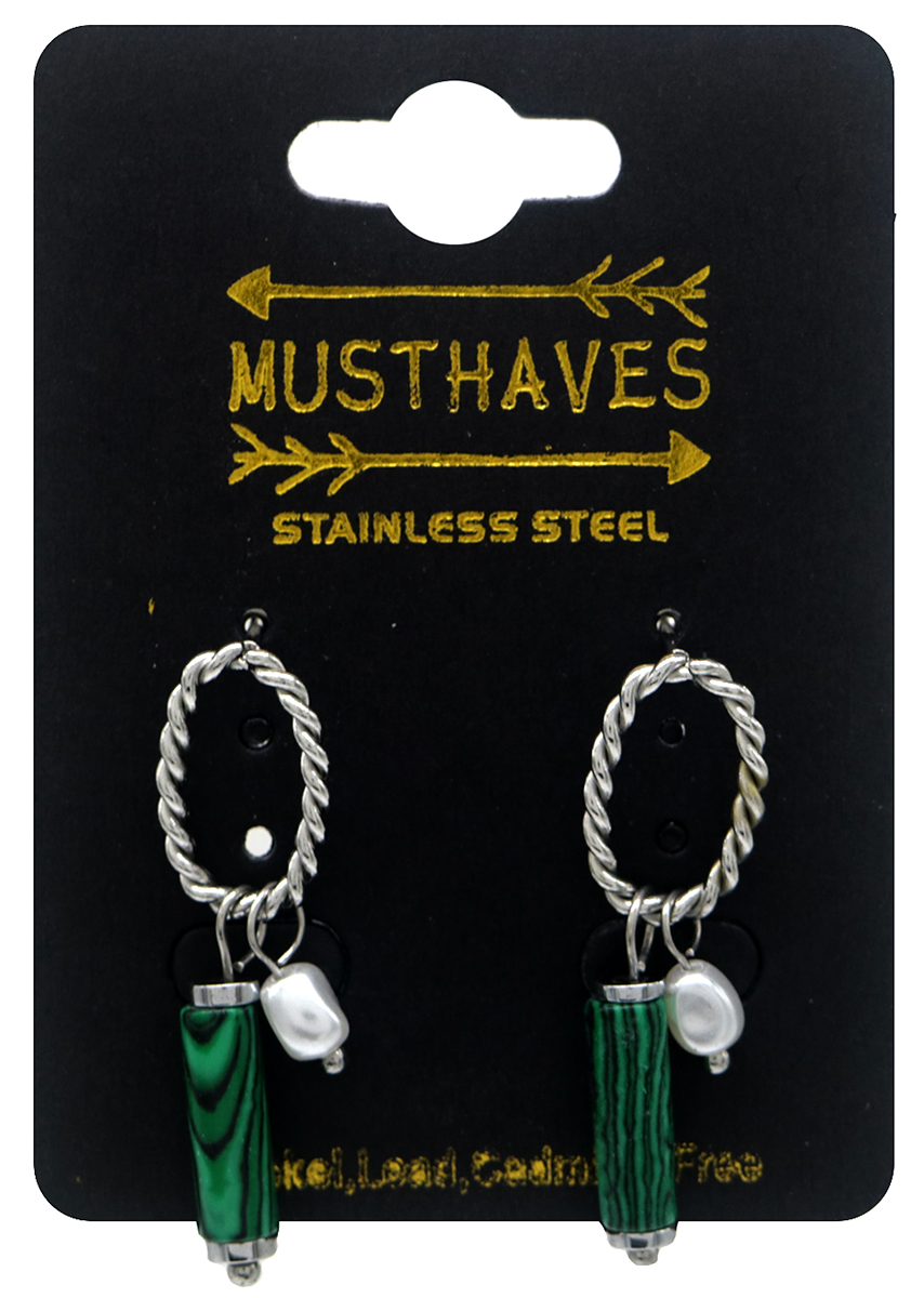 E-C17.5 E2275-013S S. Steel Earrings Stone 3cm