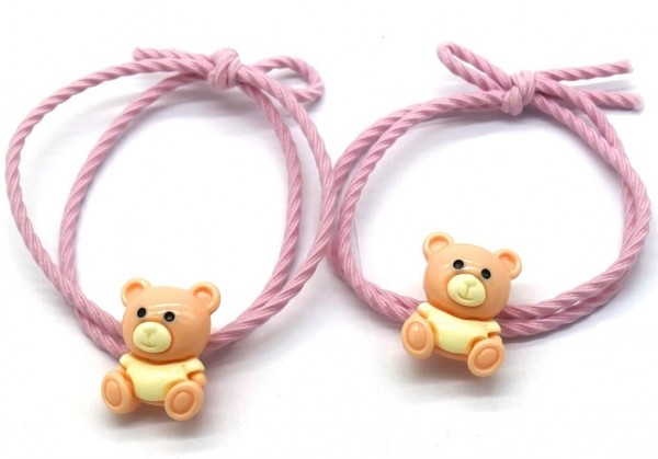 I-A19.3 H717-003 Hair Elastics Bear 2pcs Pink