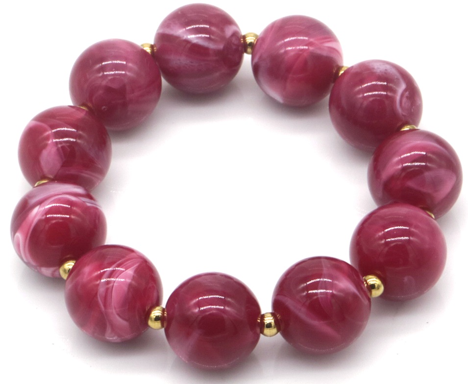 C-A22.2 B2582-043-4 Elastic Bracelet S. Steel and Acrylic Beads Purple