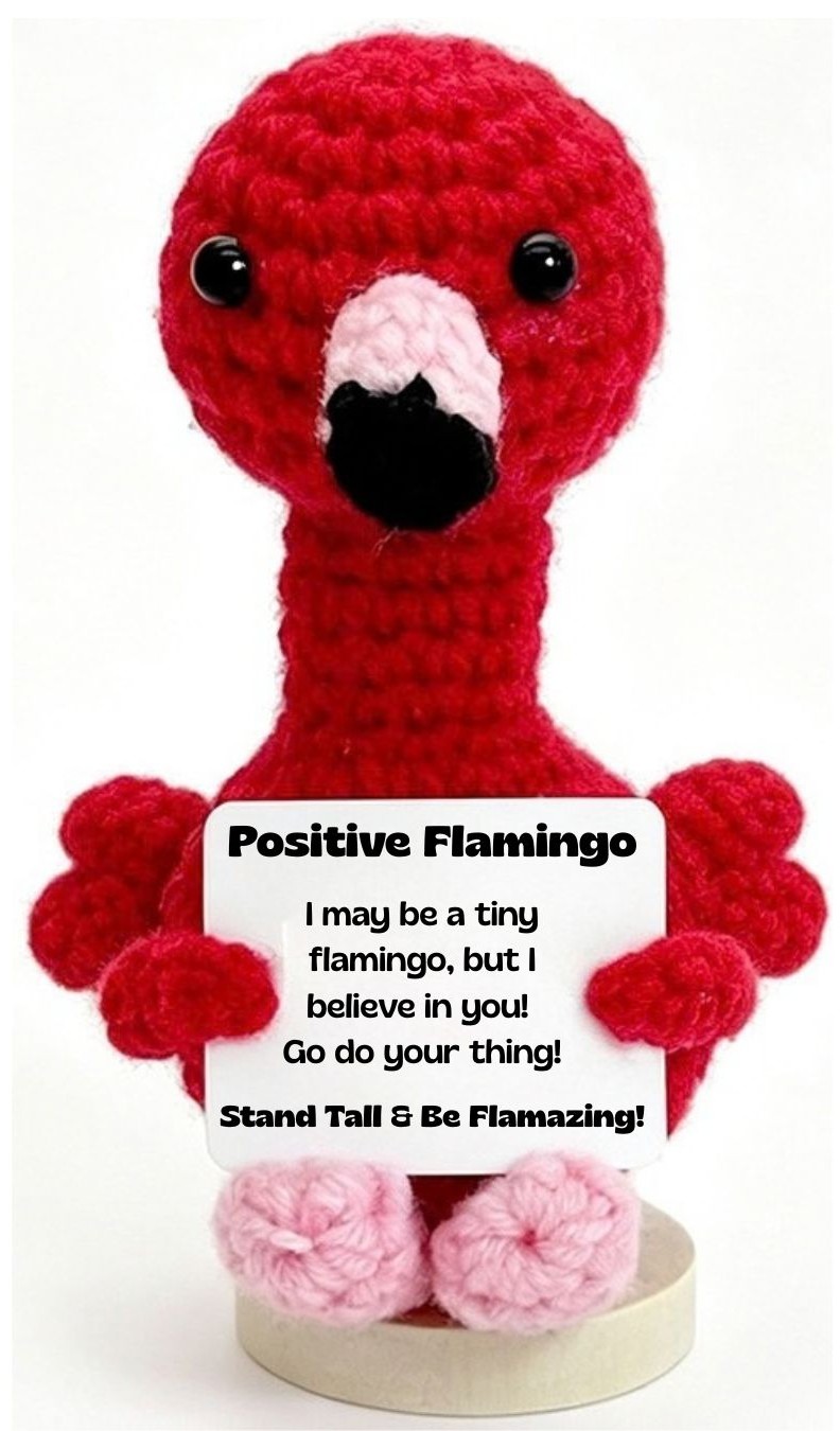 T-F6.1 T2405-367 Positive Knitted Flamingo 11.5cm