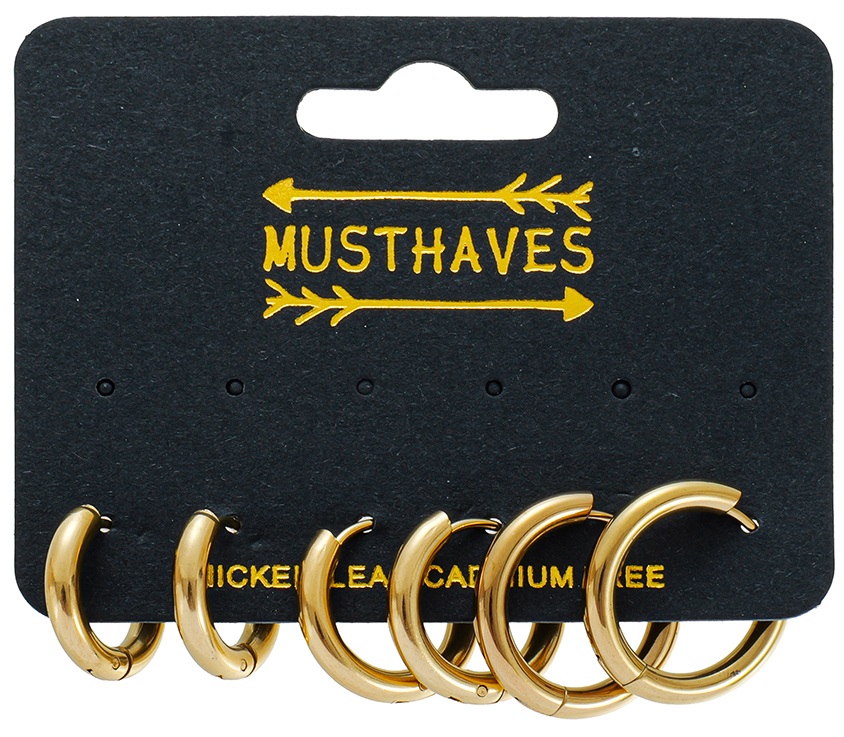 A-D21.3  E1131-094G  S. Steel Earring Set 3 Pairs