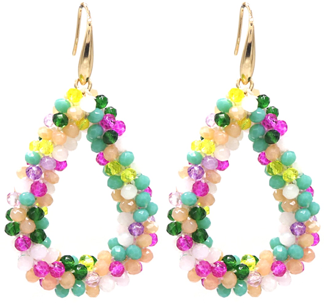 F-D11.2 E007-001C Faceted Glass Beads 4.5x3.5cm Multi