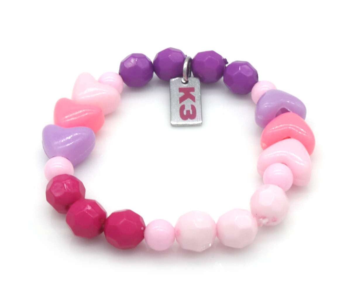E-C16.3 K3-ZSB030 Bijoux Armband Roze-Paars met Hartjes