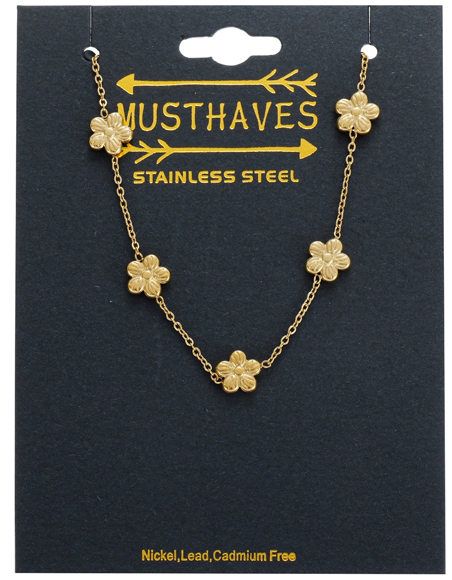 C-B2.1 B2616-068G S. Steel Bracelet Flowers 16-21cm