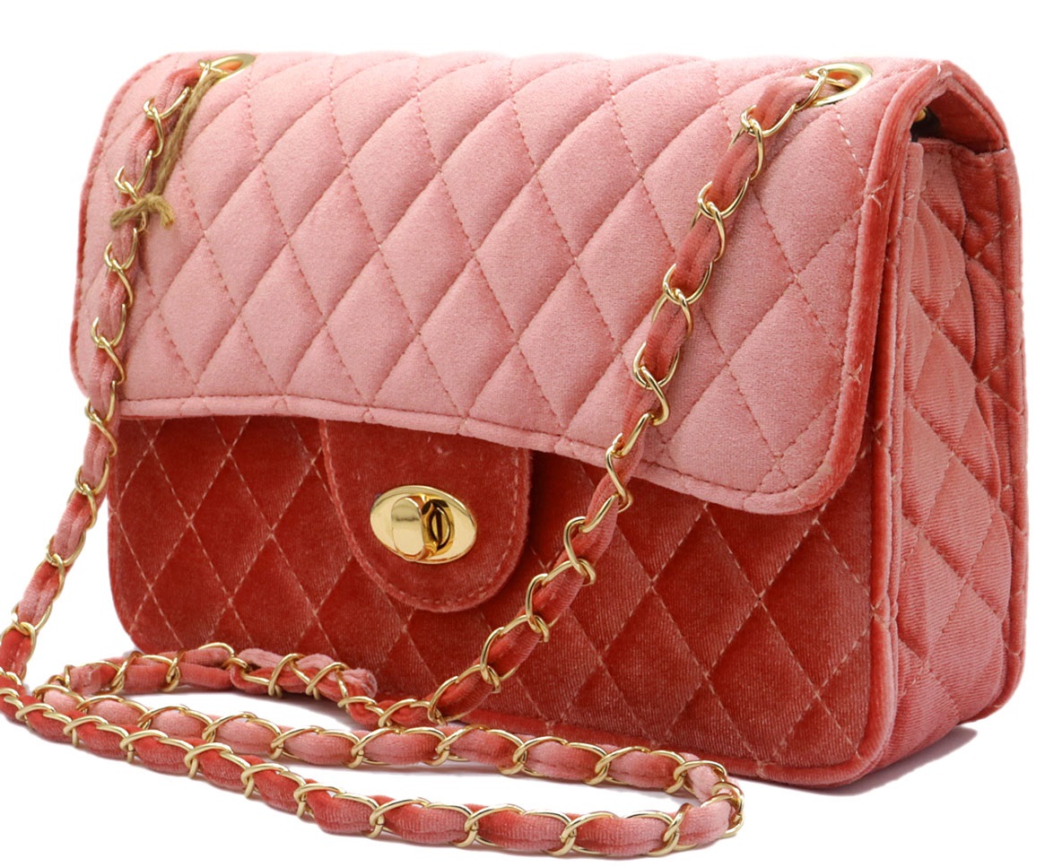 Z-F6.1 BAG603-001C Bag Velvet 27x19x8cm Pink