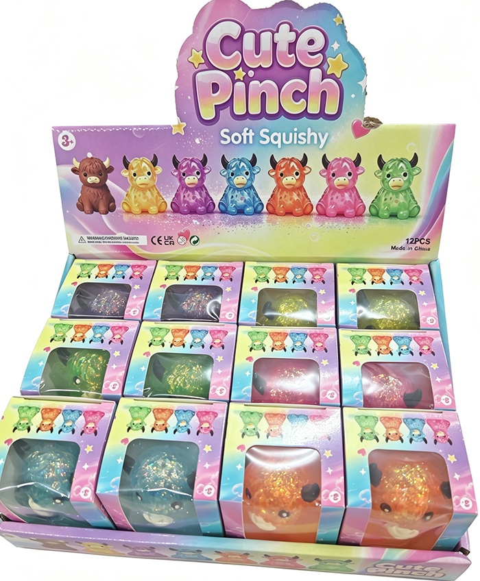 T-A7.2 TOY2610-289 Sugar Squishy Highland Cow Glitter - 12pcs