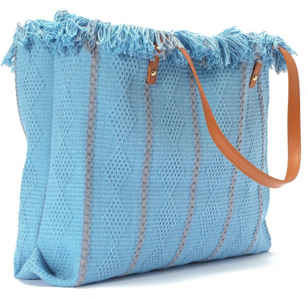K-B7.2 BAG609-002B Beach Bag Cotton 50x38x11cm Blue