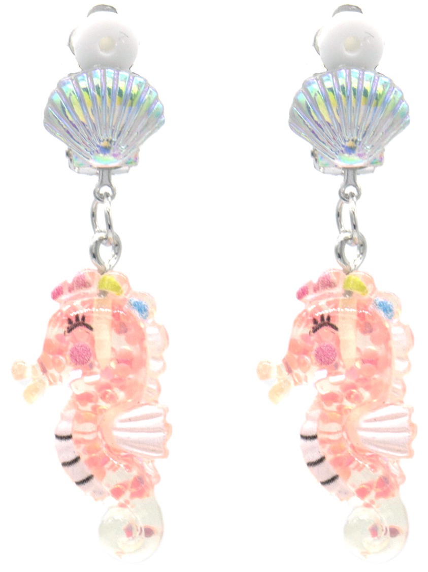 G-F1.2 E1030-001 Earrings for Kids Clip On - Seahorse