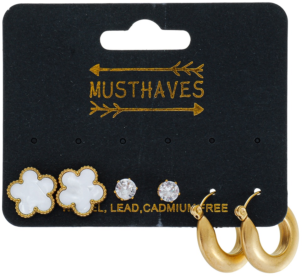 A-A16.2 E1131-114G S. Steel Earring Set 3 Pairs