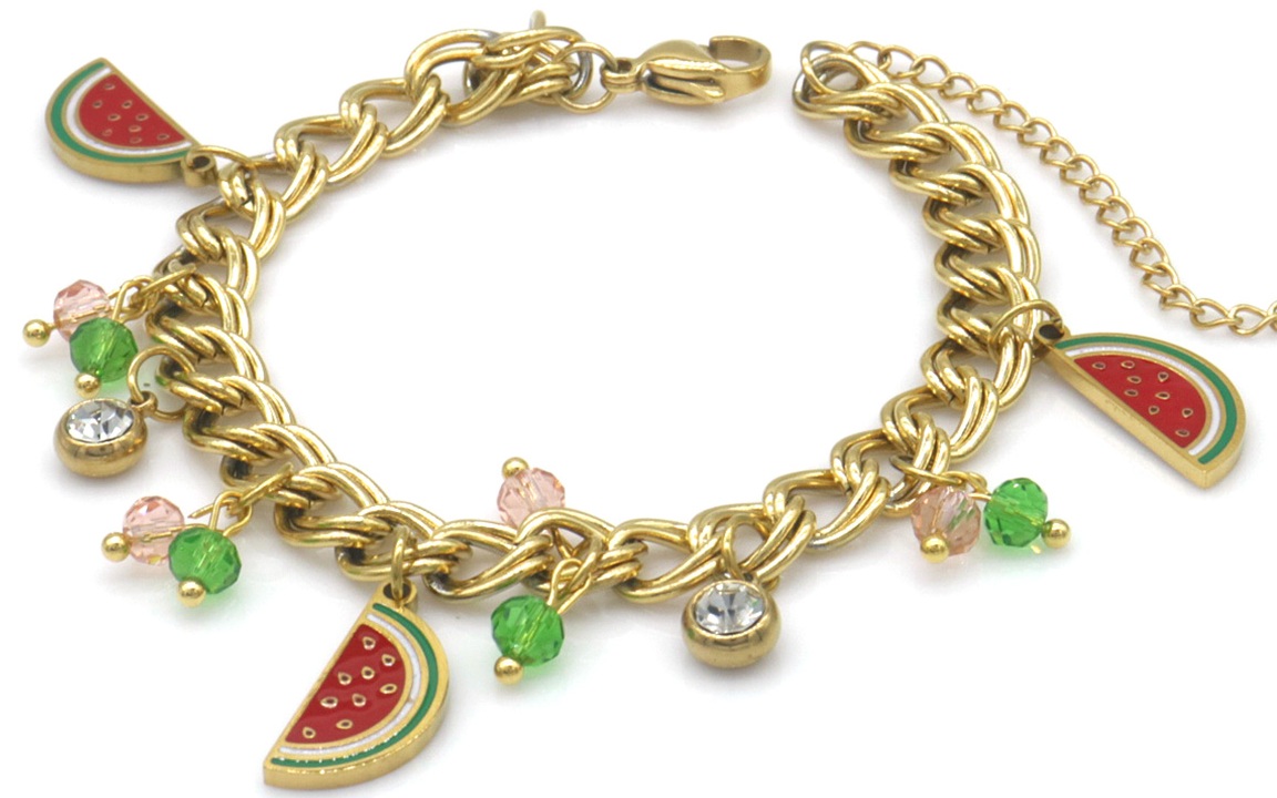 G-B20.5 B2503-047G S. Steel Bracelet Watermelon 16-21cm