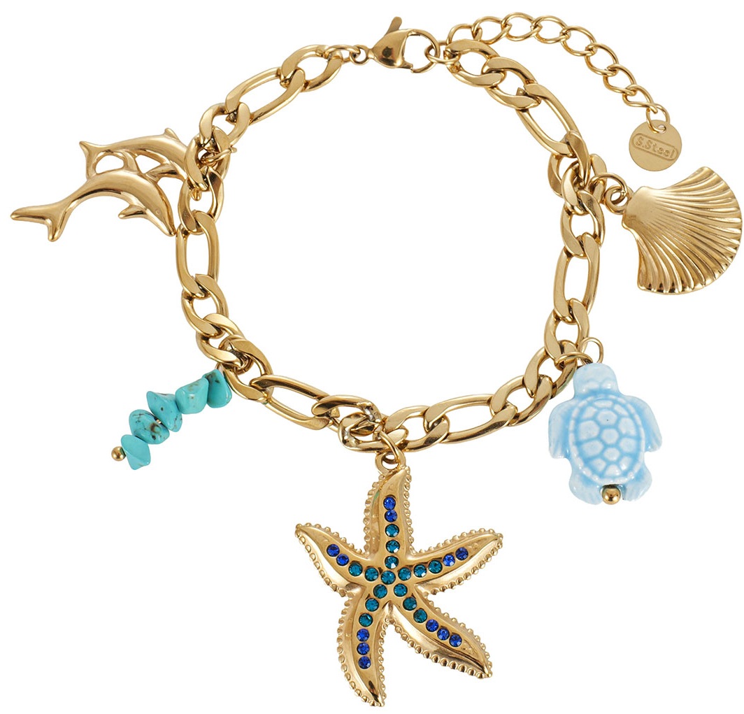 D-B23.2  B1160-002G S. Steel Bracelet Charms - 16-21cm