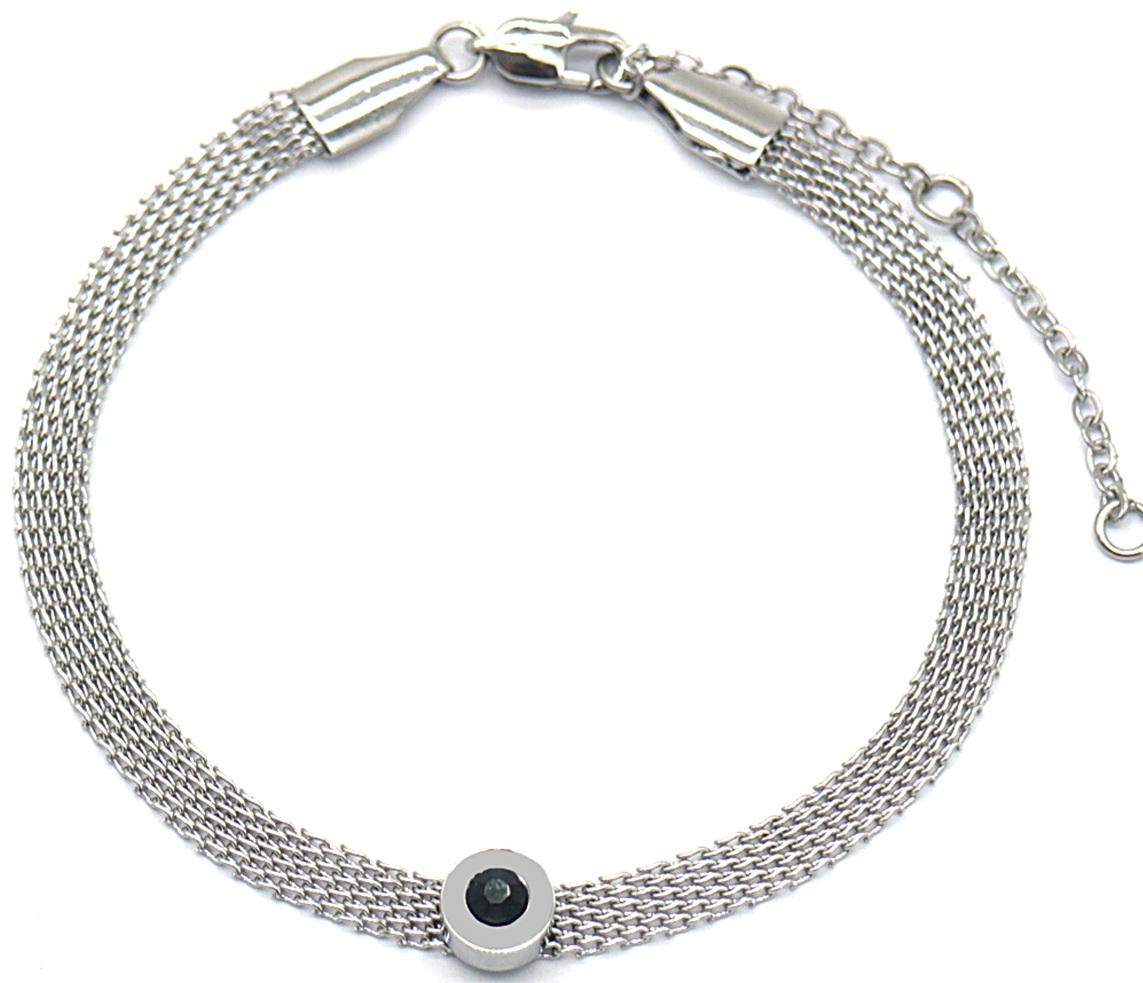 B-B2.1 B031-015S S. Steel Bracelet Crystal