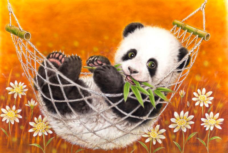 T-A2.2 Q369 Diamond Painting -Canvas 30x20cm - Painting 25x15cm Panda