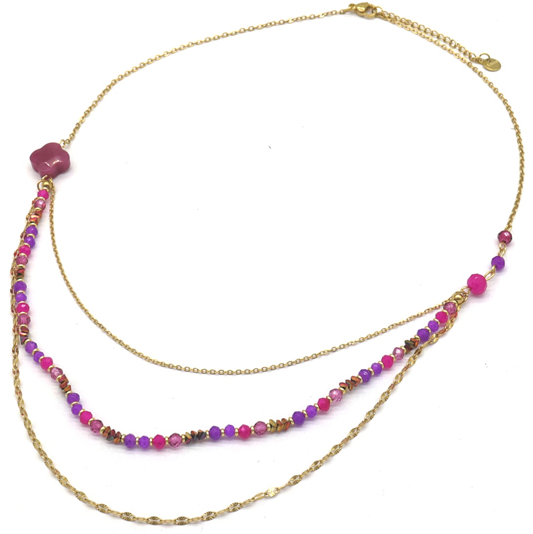 C-D9.1 N221-363 No. 4 S. Steel Necklace Layered Purple