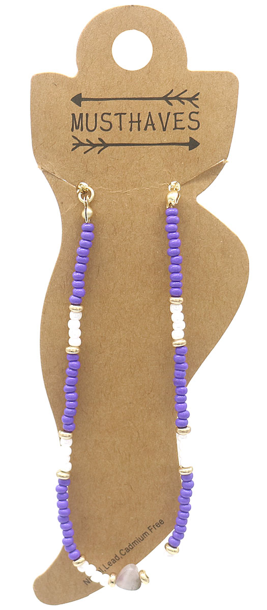 I-C9.1  ANK830-078-5 Anklet Heart Purple-White