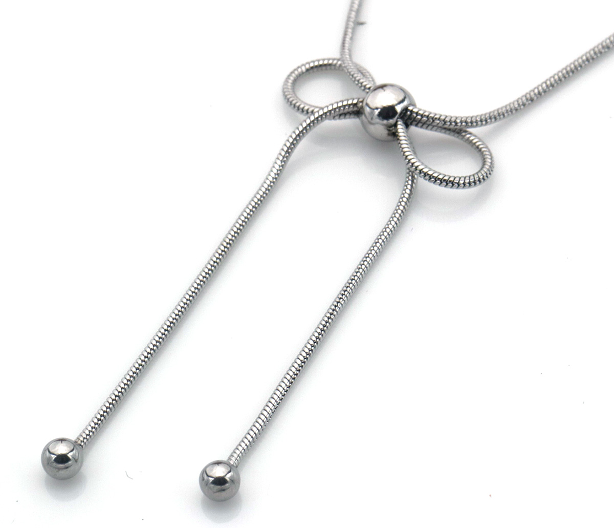 E-E18.3 N091-121S S. Steel Necklace  Bow