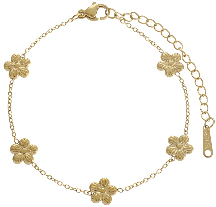 C-B2.1 B2616-068G S. Steel Bracelet Flowers 16-21cm