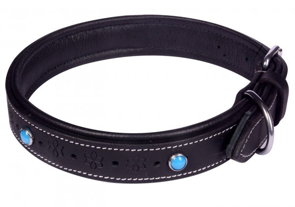 H-F16.2 MTDC-004 Leather Dog Collar Black XS 44x2cm