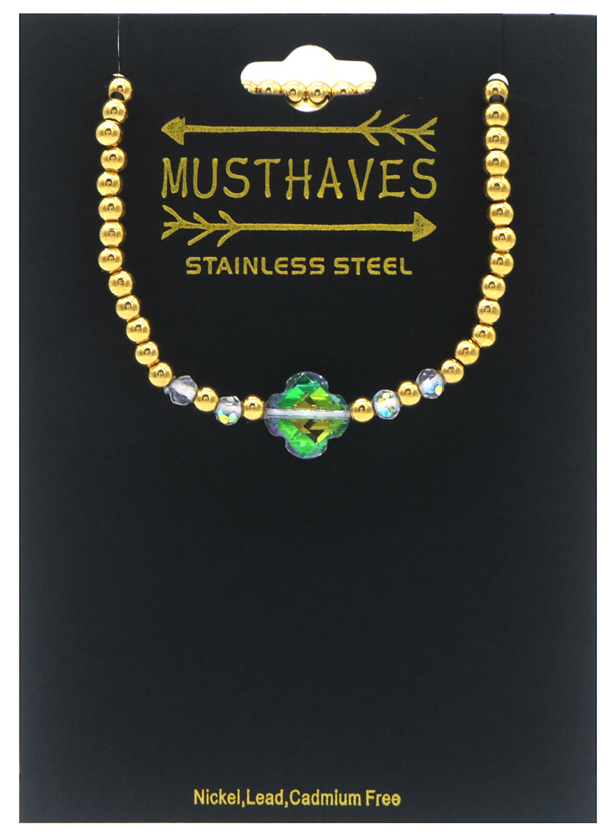 E-E9.1 B100-002-3 S. Steel Bracelet Glassbeads