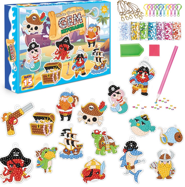 T-F7.1 KY2348-006 Diamond Painting Keychain Set 15pcs