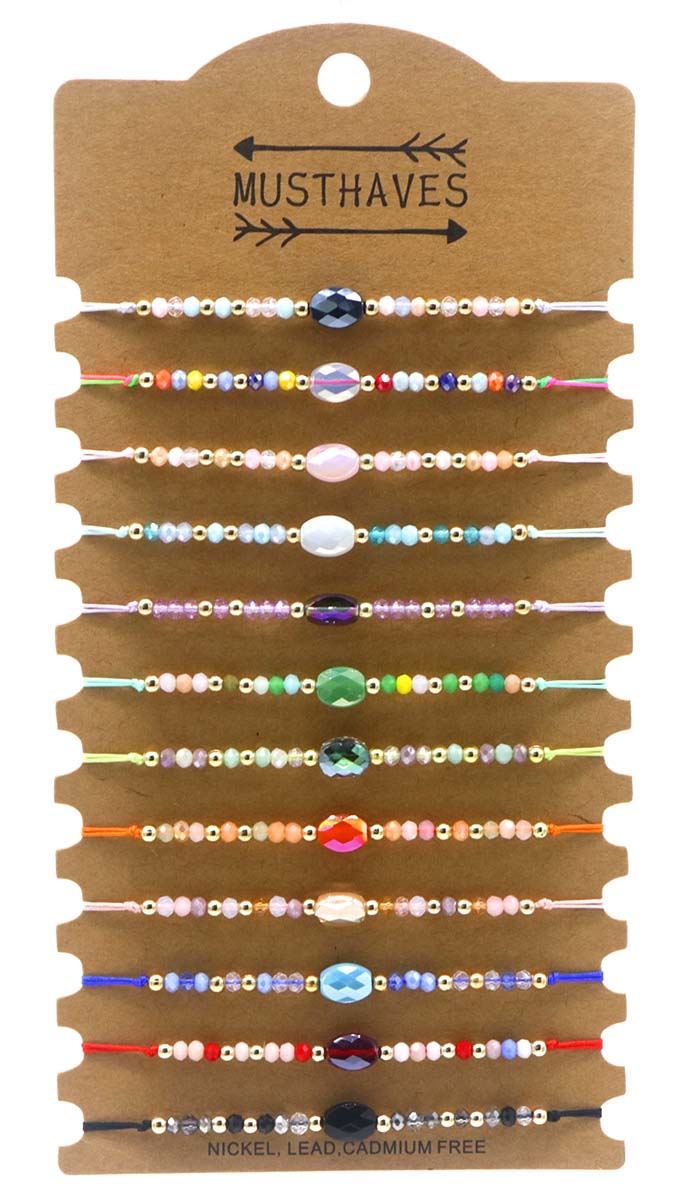 C-D9.2 B2532-030 Bracelet Set Glassbeads 12pcs
