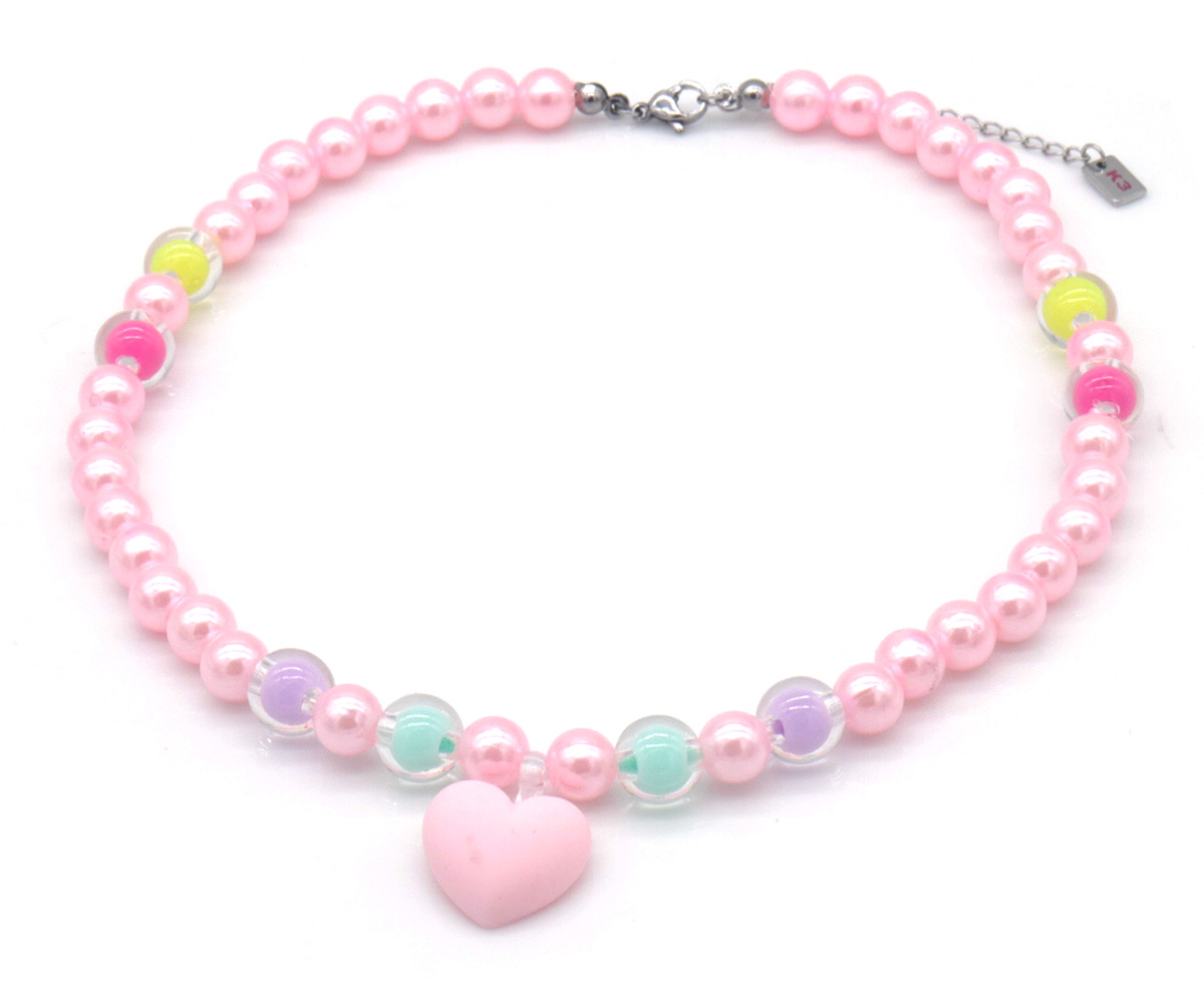 C-A1.2 K3-ZSN024 Bijoux Ketting Roze met Hart