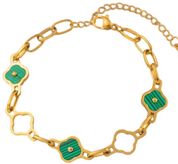 B-F4.3 B090-010G S. Steel Bracelet Clovers