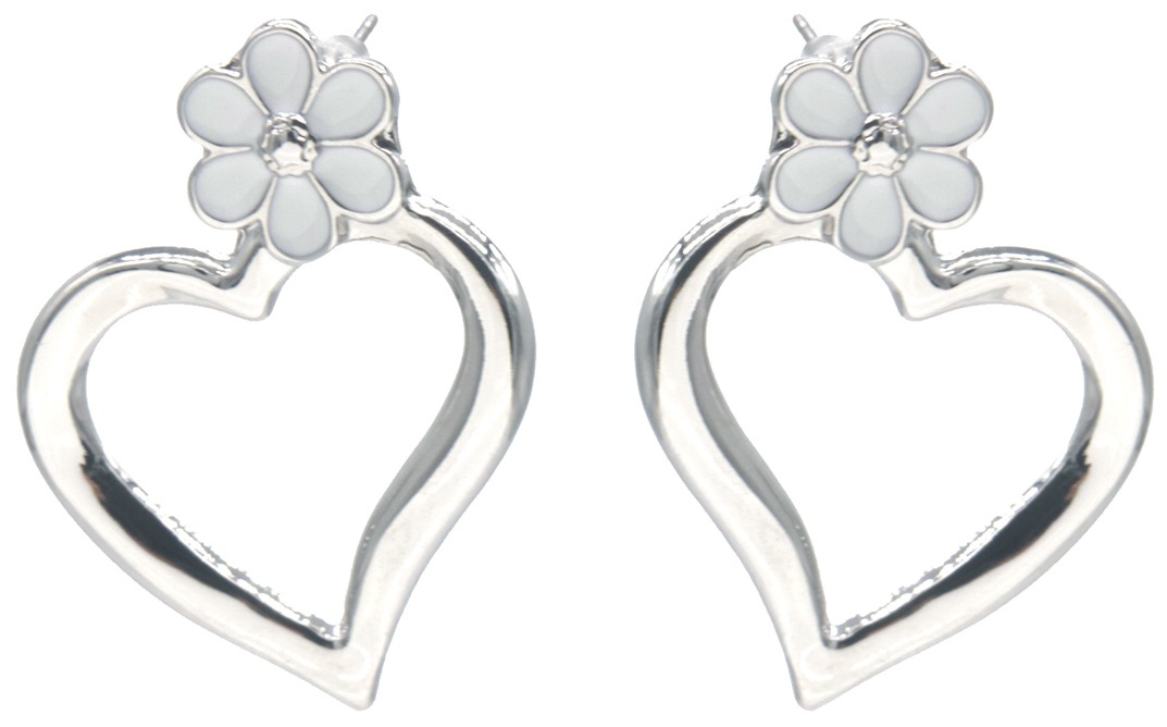 H-F20.2 E2591-159S Fashion Earrings Heart 3.5cm Silver