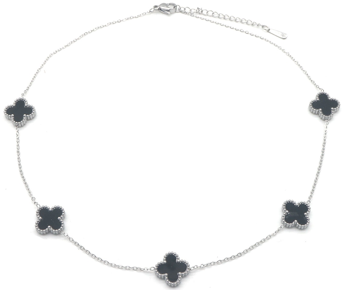 B-B16.2 N089-008S S. Steel Necklace Clovers 