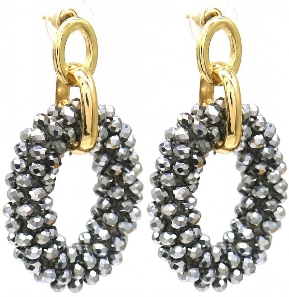 D-D14.2 E725-001 No. 8 Earrings Glass 5cm Silver